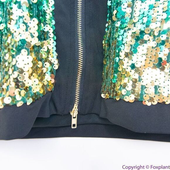 NEW Ashley Stewart green gold blue‎ sequin bodycon dress, 14/16 - Picture 11 of 16